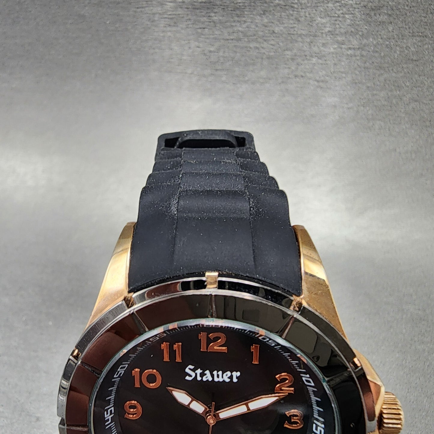 Stauer Blazon Watch Men 36mm Black Dial Rose Gold Tone Round 23523 New Battery