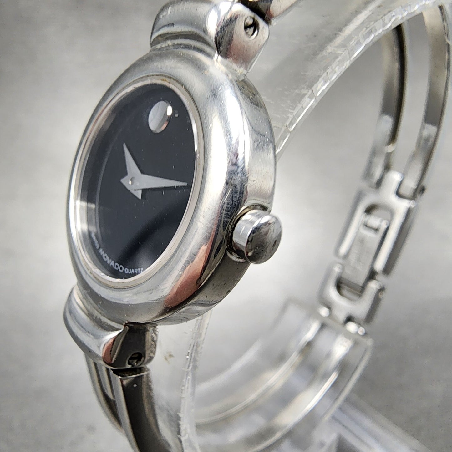 Movado Harmony Watch Women 23mm Black Dial Silver Tone 84.a1.809.a New Battery