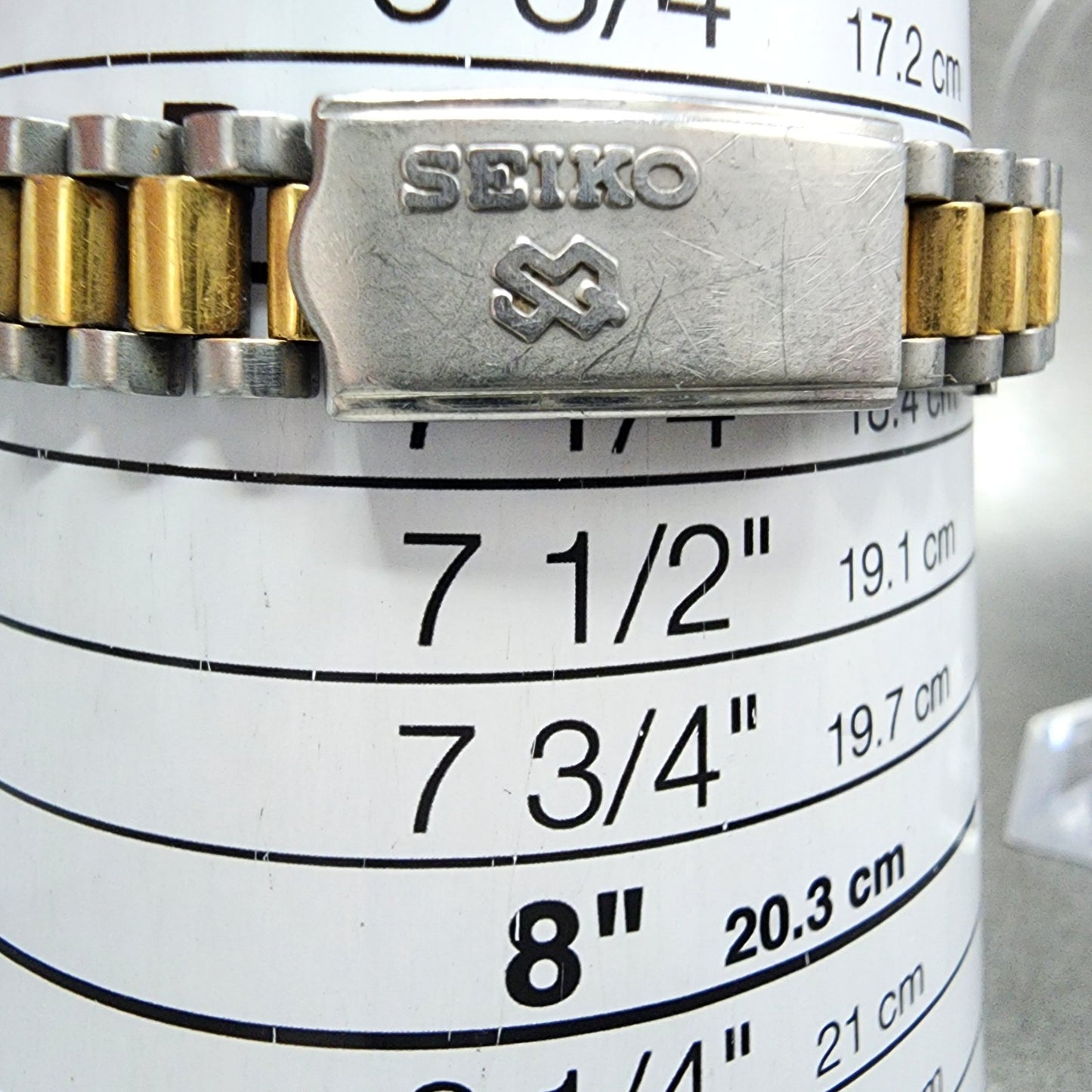 Seiko SQ Watch Women 24mm Gold Dial Two Tone Daydate 24mm Round New Battery B1210