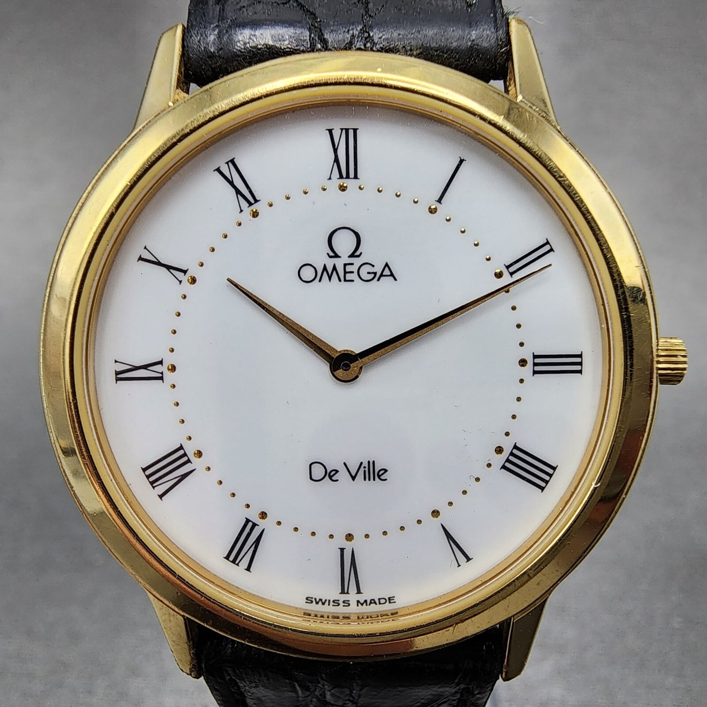 Omega De Ville Watch Men 32mm White Dial Two Tone Round 195.0048 New Battery