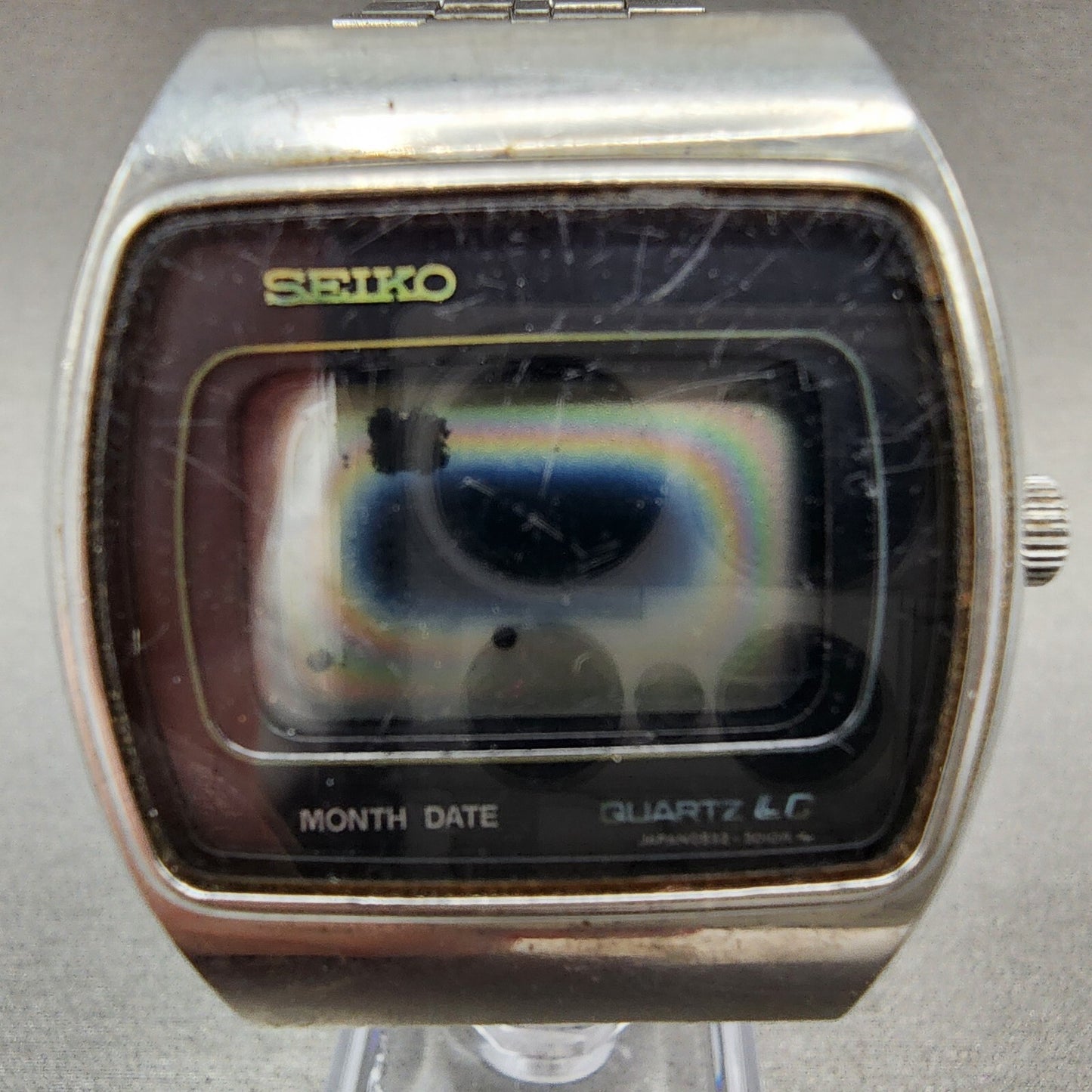 Seiko Digital Watch Men 37mm LCD Month Date Rectangle 0532-5019 PARTS