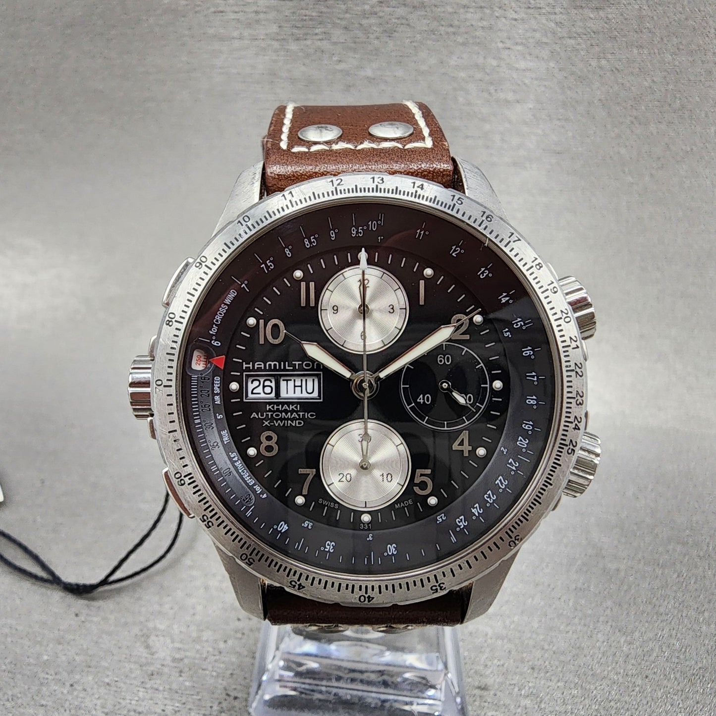 Hamilton Aviation X-Wind Chronograph Watch Men 44mm Black Dial Steel Date Runs