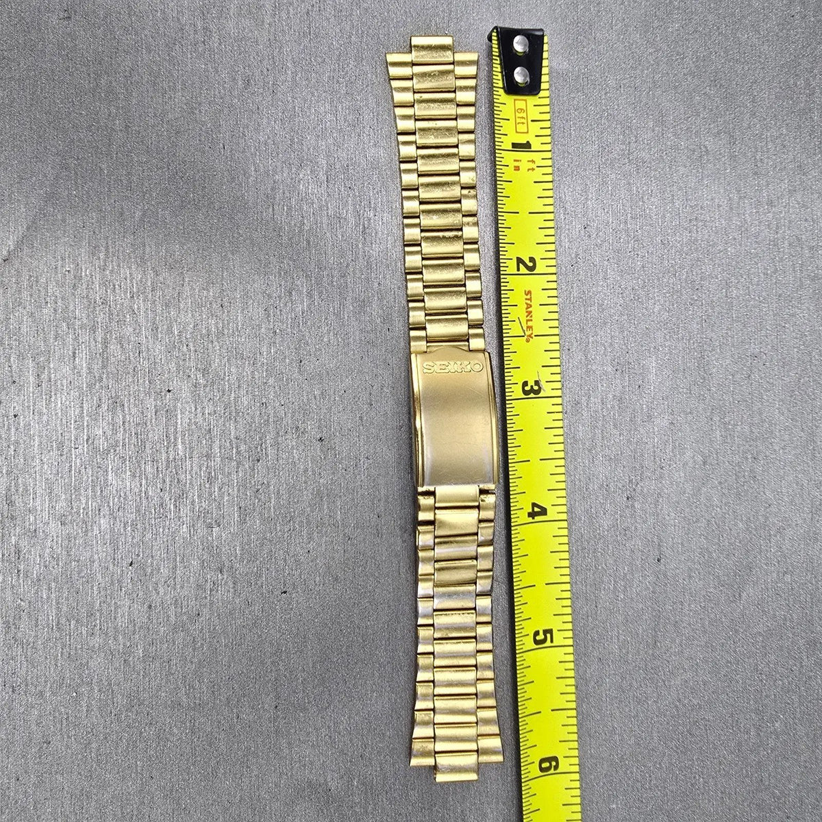 Seiko Bracelet 20mm Stainless Steel Gold Tone Tri Folding Clasp Vintage Japan L13