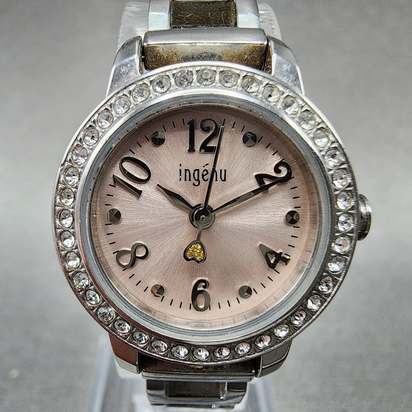 Seiko ALBA Ingenu Watch Women 22mm Pink Dial Silver Tone Crystal Bezel New Batt