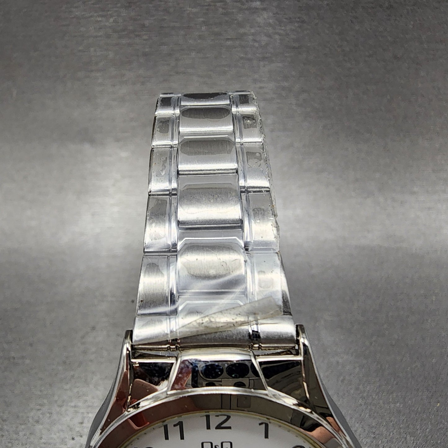 Citizen Q&Q Watch Men 34mm White Dial Silver Tone Vu76-204 New Battery