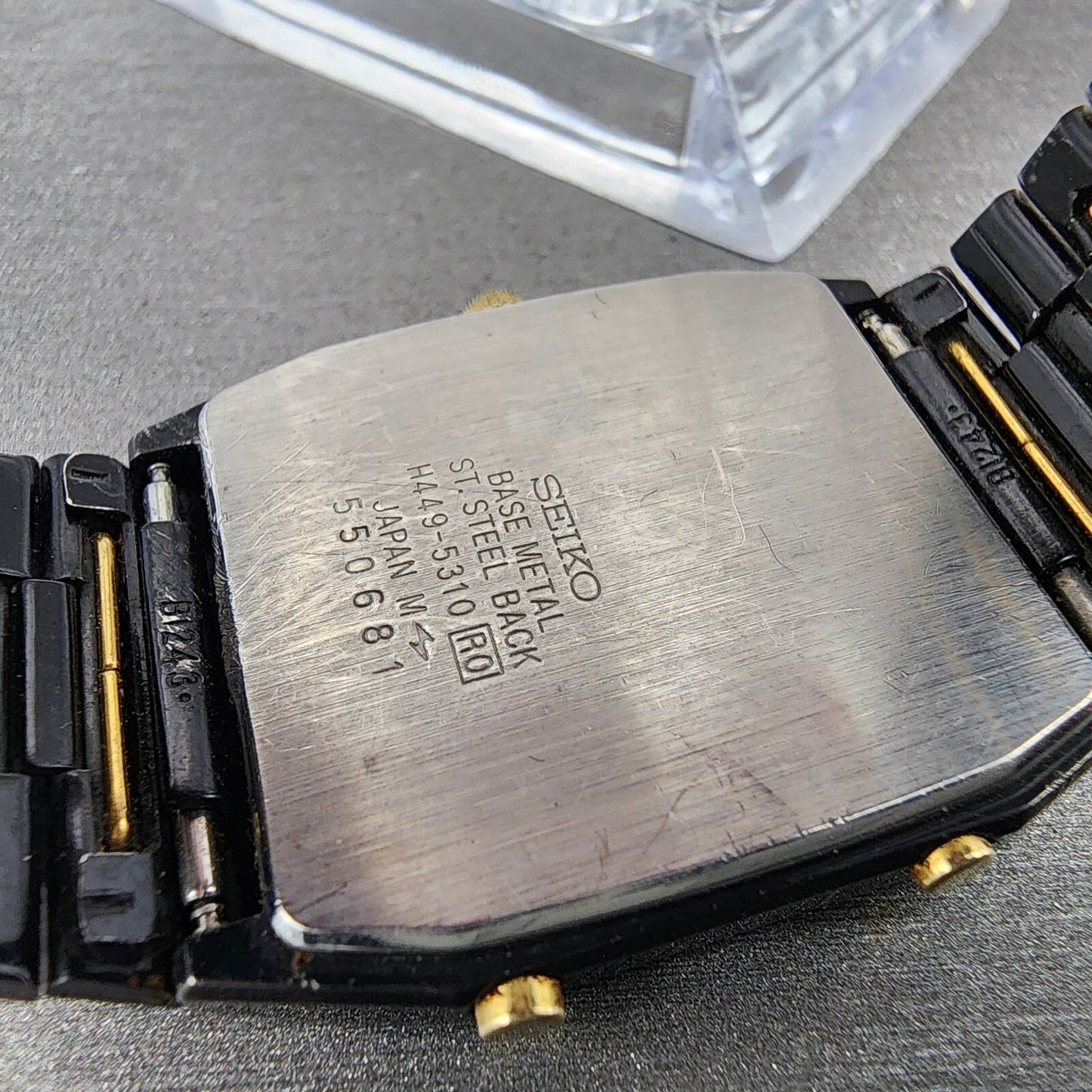 Seiko Watch Men Black Gold Tone Analog Digital Alarm Chrono 28mm H449-5310 PARTS