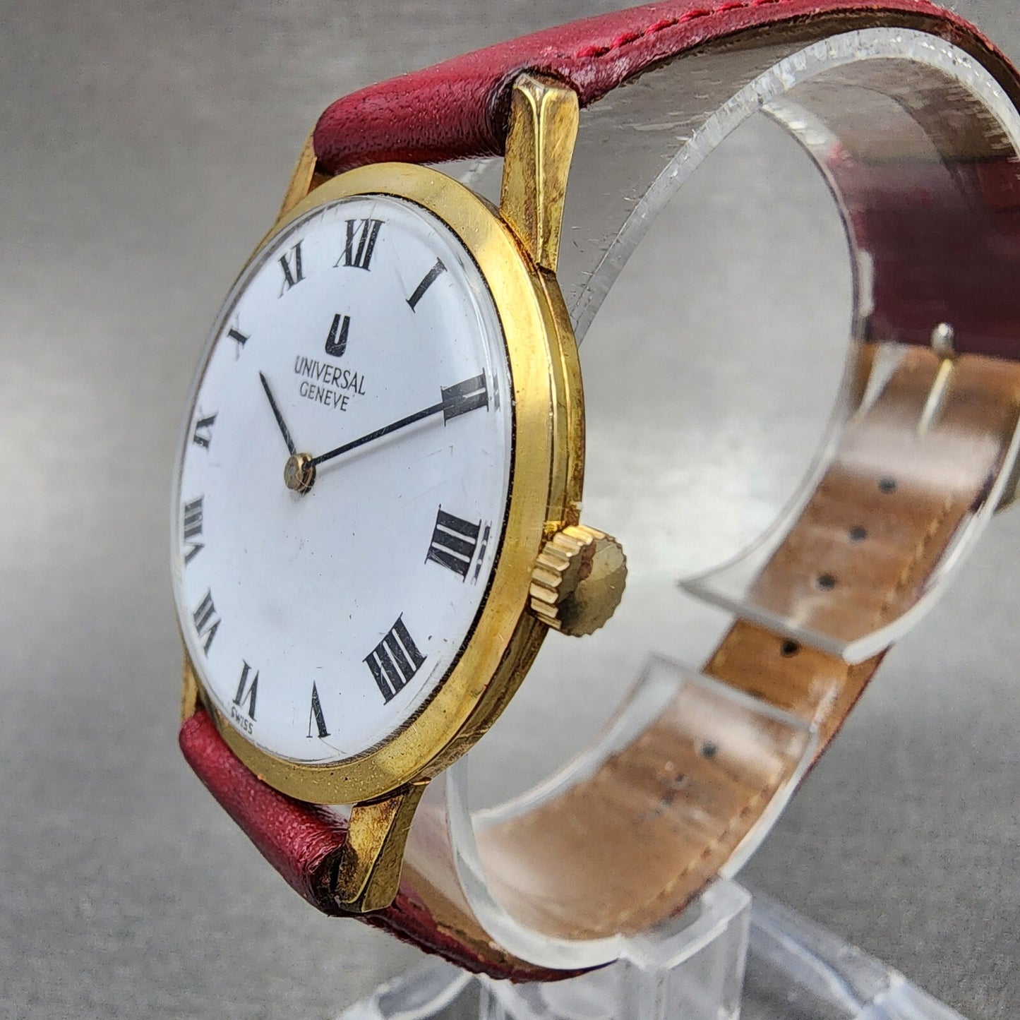Universal Geneve Watch Men 31mm White Dial Gold Tone Manual Wind 542101 Runs