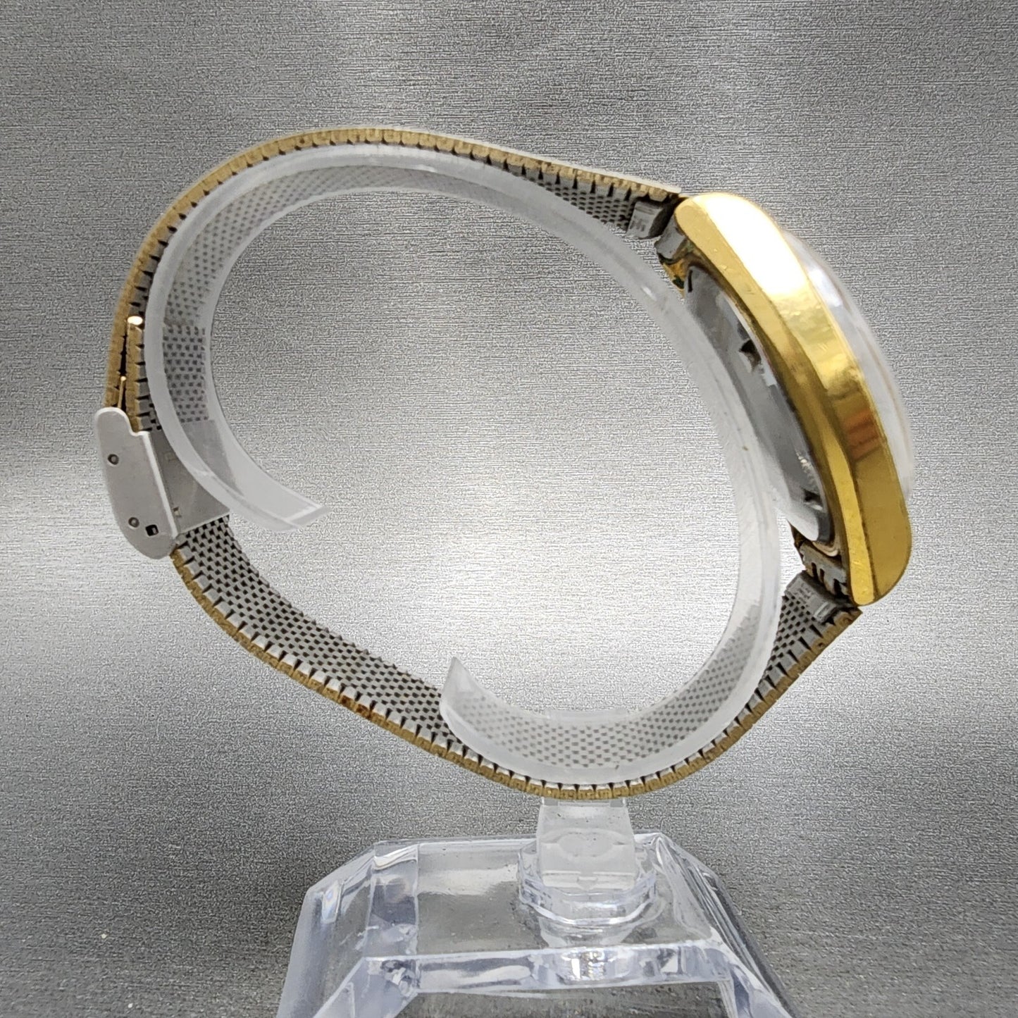 Seiko Seikomatic Watch Men 37mm Silver Dial Gold Tone Daydate 6218-8950 Runs