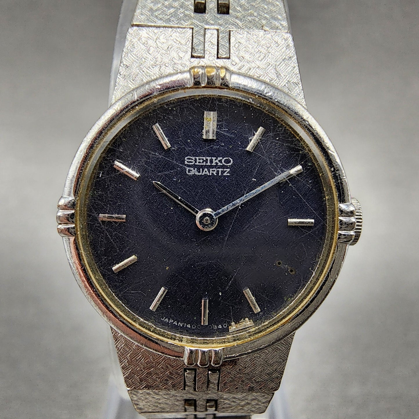 VTG Seiko Watch Women 19mm Blue Dial Silver Tone Round 1400-0250 New Battery