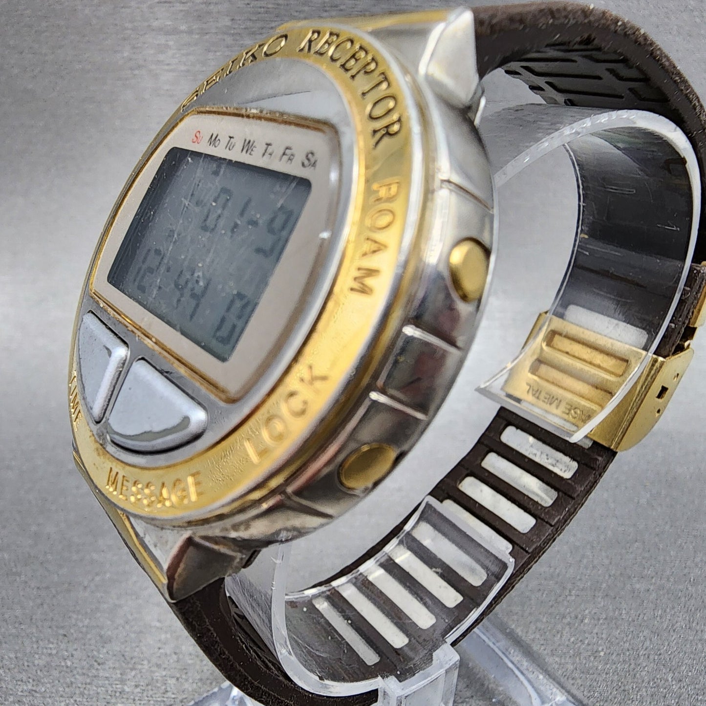 Seiko Receptor Watch Men 43m Digital Two Tone Ma51-4a10 New Battery
