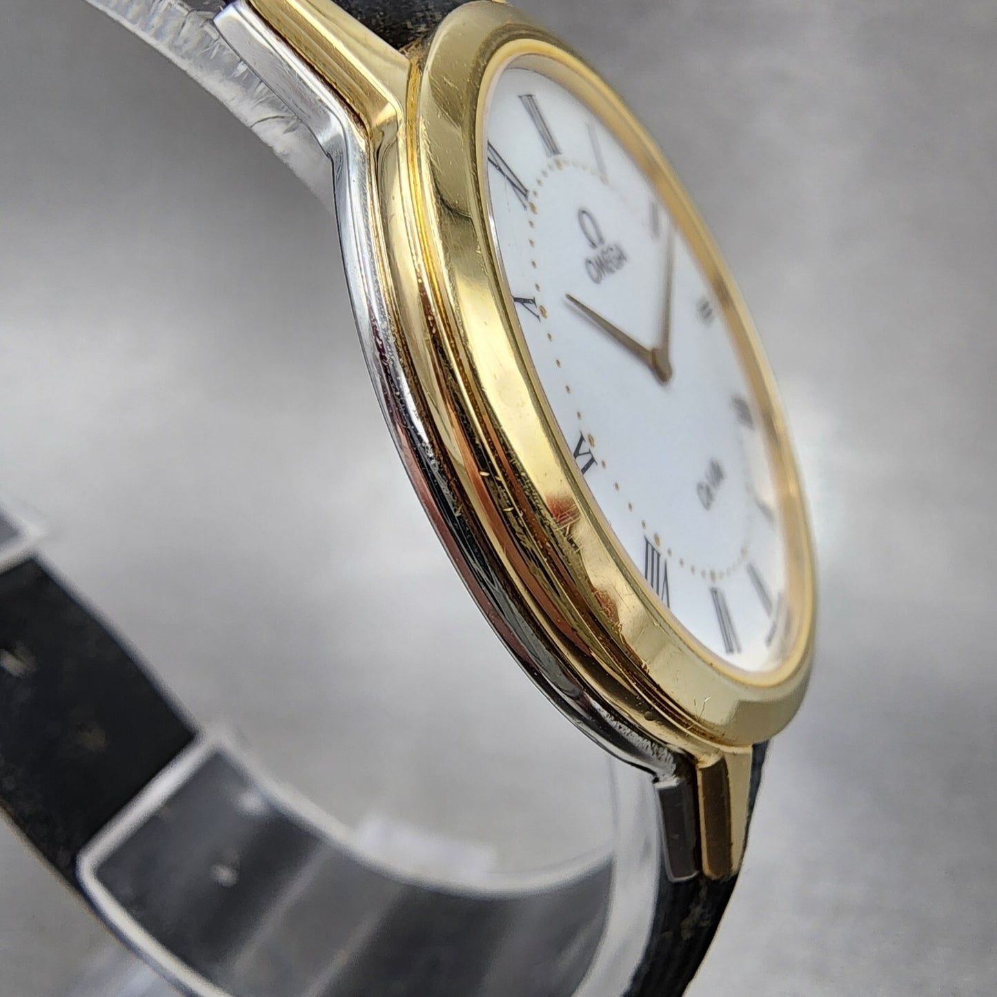 Omega De Ville Watch Men 32mm White Dial Two Tone Round 195.0048 New Battery