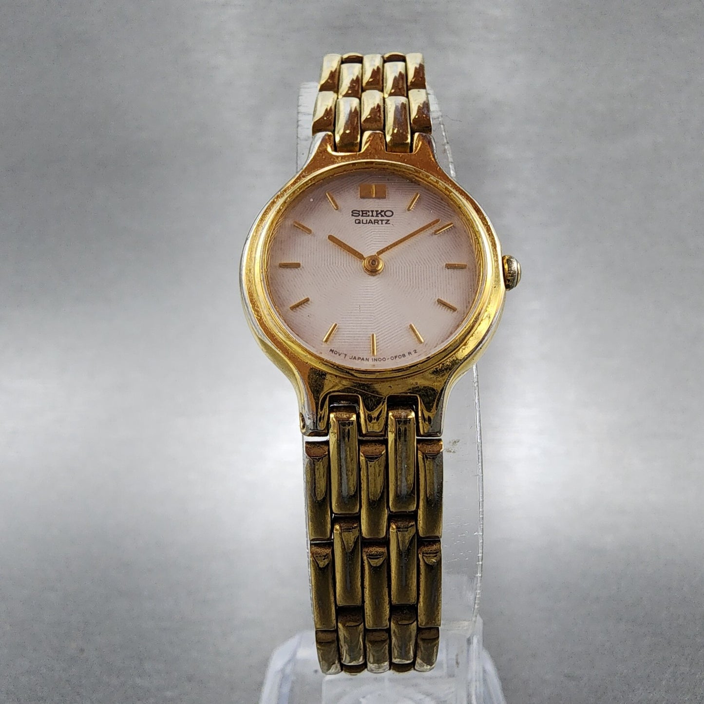 Seiko Watch Women 22mm White Dial Gold Tone Round 1n00-0a99 New Battery