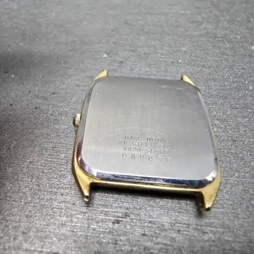 Seiko Tank Watch Men 27mm Champagne Dial Gold Tone Rectangle 6020-5409 PARTS VTG14