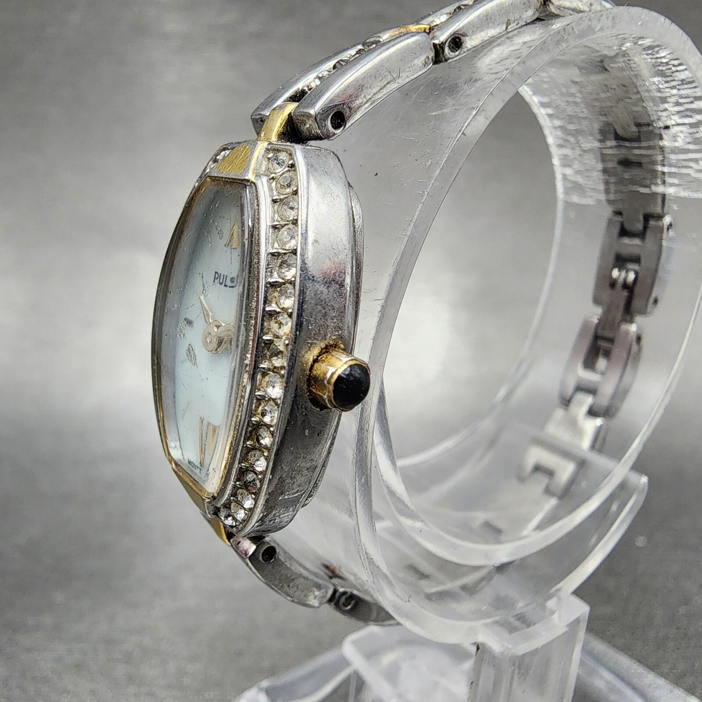 Pulsar Watch Women 17mm MOP Dial Two Tone Tonneau 1N00-X185 New Battery