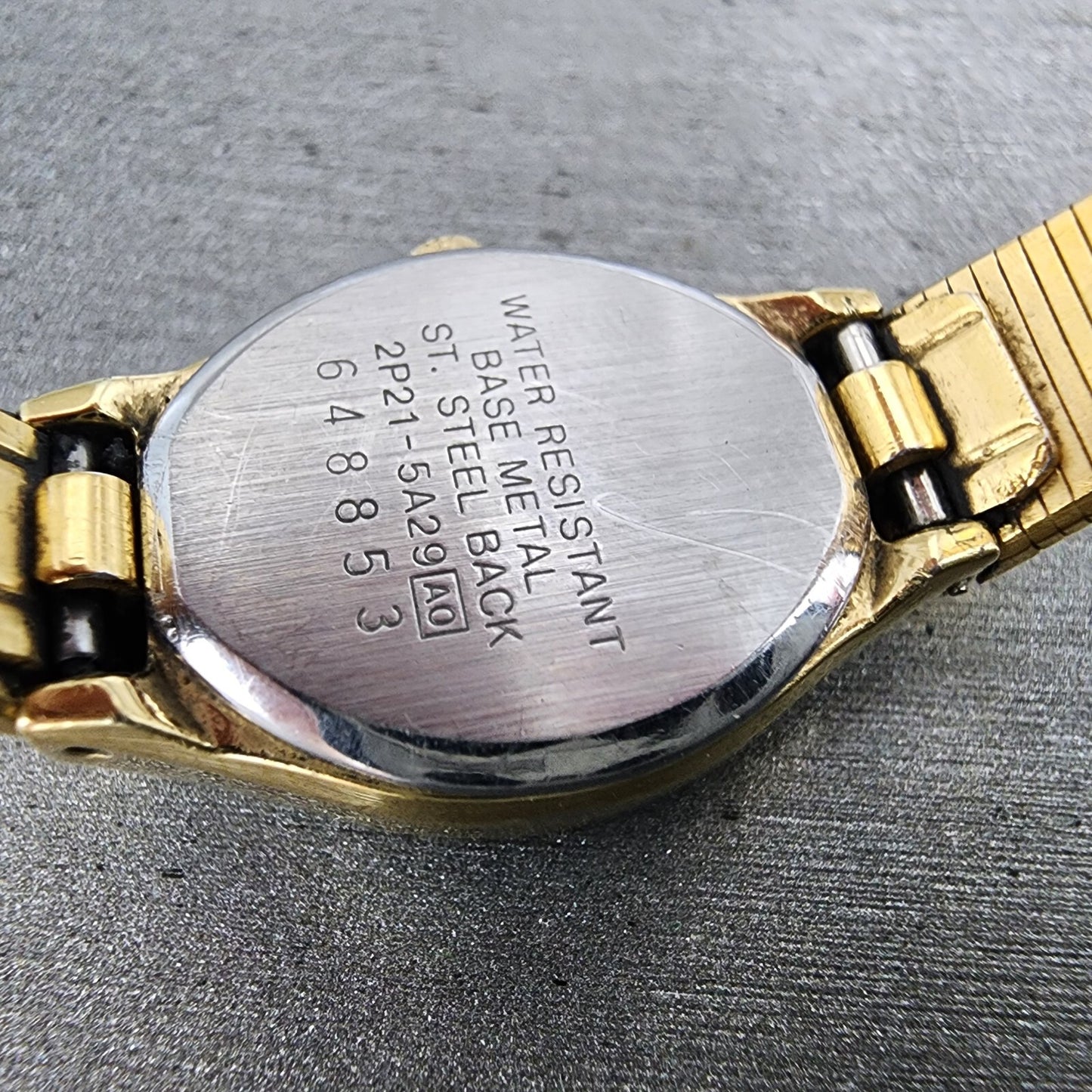 Seiko Watch Women 17mm Gold Dial Gold Tone Hexagon 2P21-5A29 New Battery