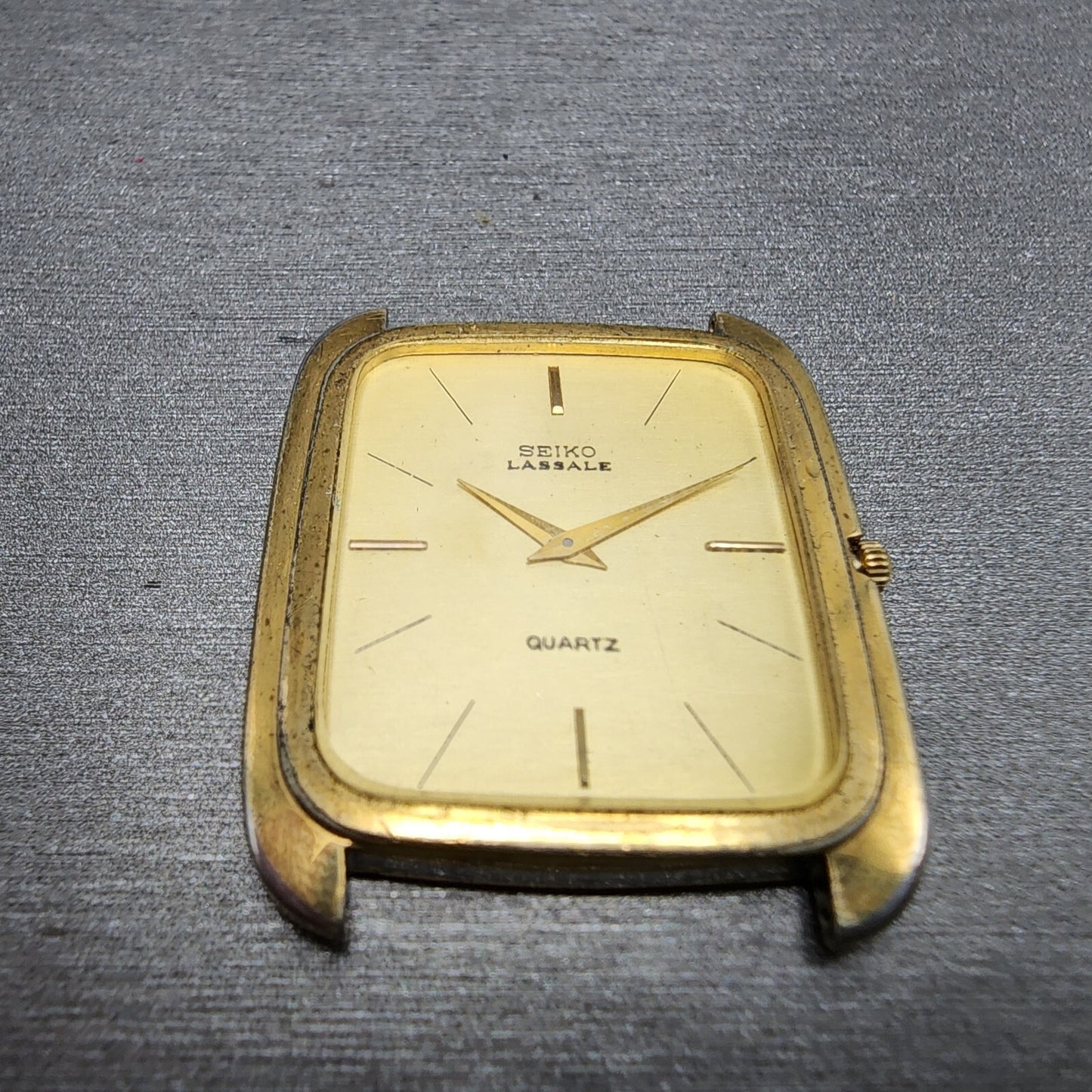 Seiko Lassale Tank Watch Women 27mm Gold Dial Gold Tone Rectangle New Battery