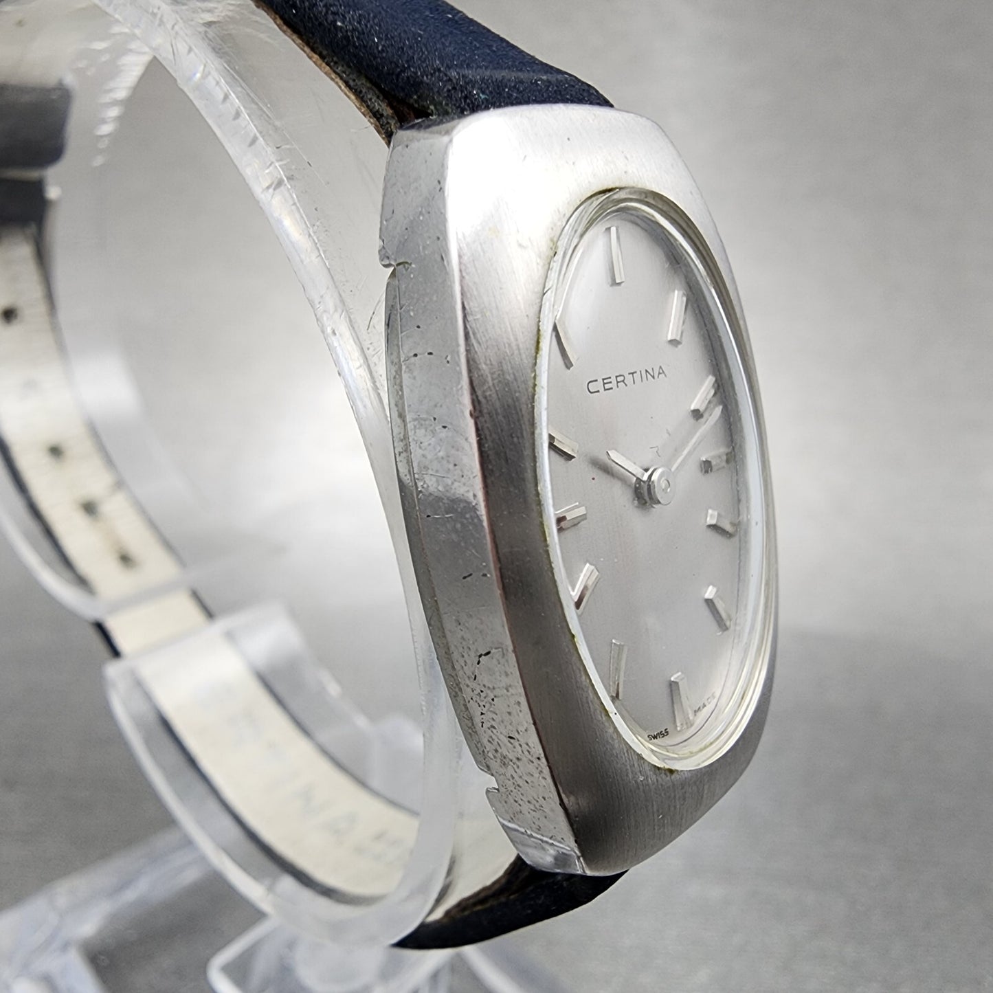 Certina Watch Women 18mm Silver Dial Steel Oval Manual Wind Runs VTG