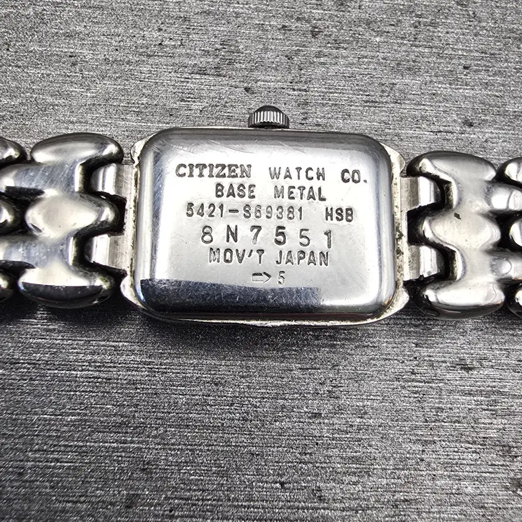 Citizen Watch Women 13mm Black Dial Silver Tone Rectangle 5421-S89381 New Batt10