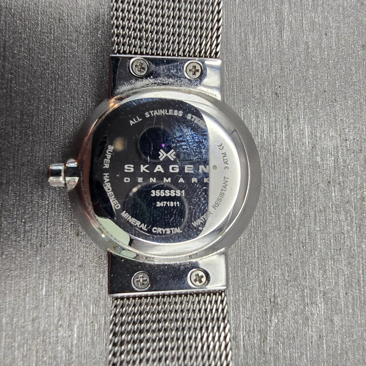 Skagen Watch Women 26mm Silver Dial Silver Tone Date Round 355SSS1 New Battery10