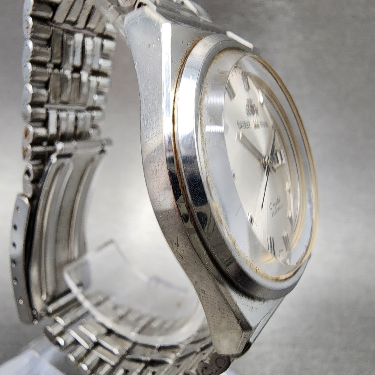 Orient AAA Deluxe Crystal Watch Men 35mm Silver Dial Steel Daydate Automatic