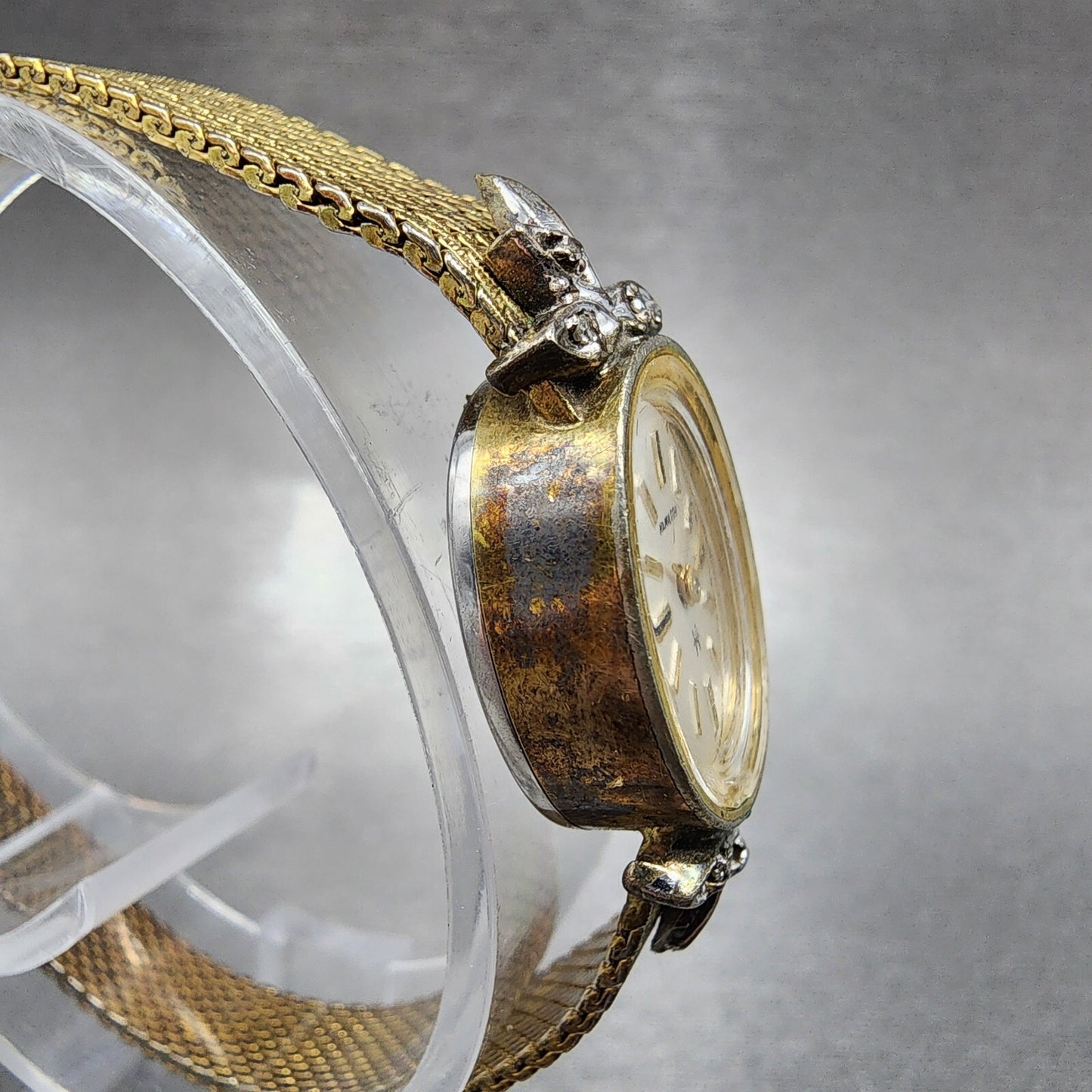 VTG Hamitlon Watch Women 14mm White Dial Gold Plated Oval Manual Wind PARTS