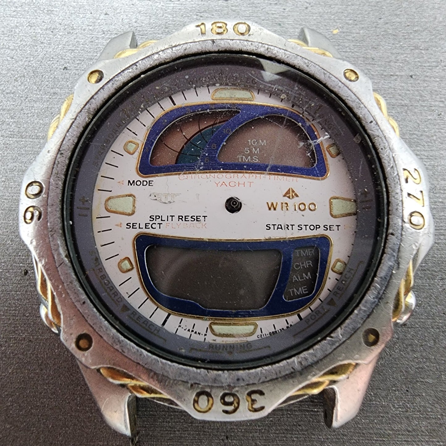 Citizen Yachtmaster Watch Men 42mm Analog Digital Round C211 Silver Tone PARTS