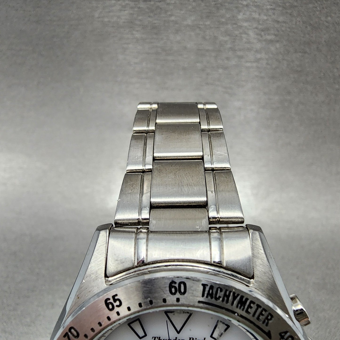 Citizen Thunderbird Chronograph Watch Men 40mm White Dial Steel Date Solar Runs