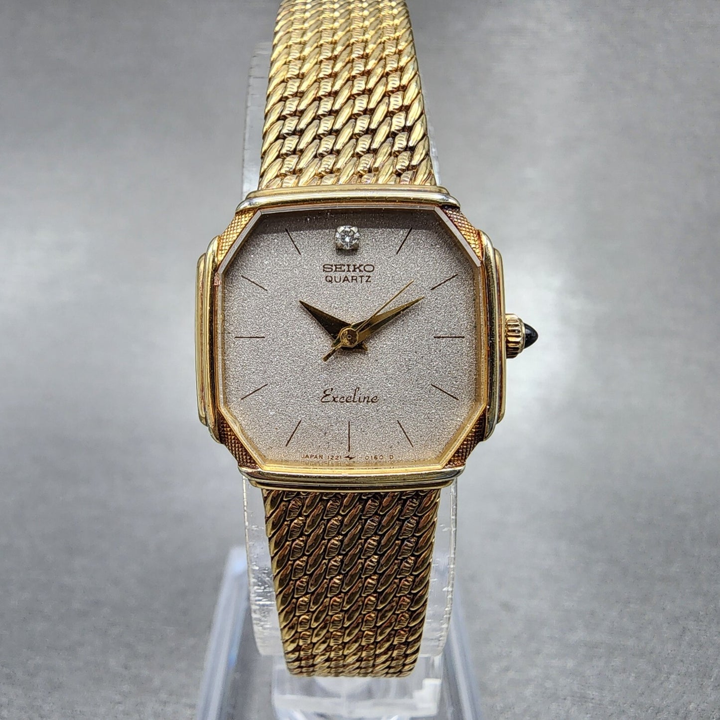 Seiko Exceline Watch Women 20mm Gray Dial Gold Tone 1221-5080 New Battery