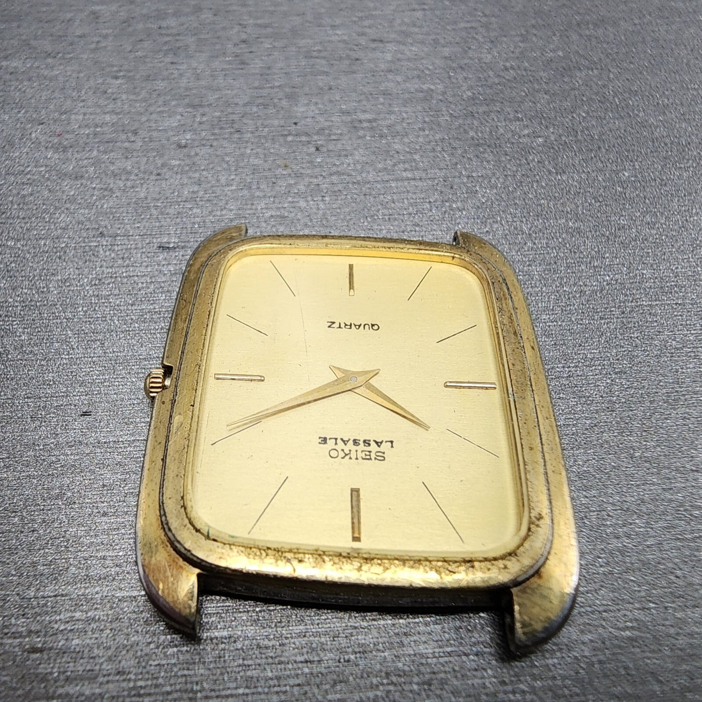 Seiko Lassale Tank Watch Women 27mm Gold Dial Gold Tone Rectangle New Battery