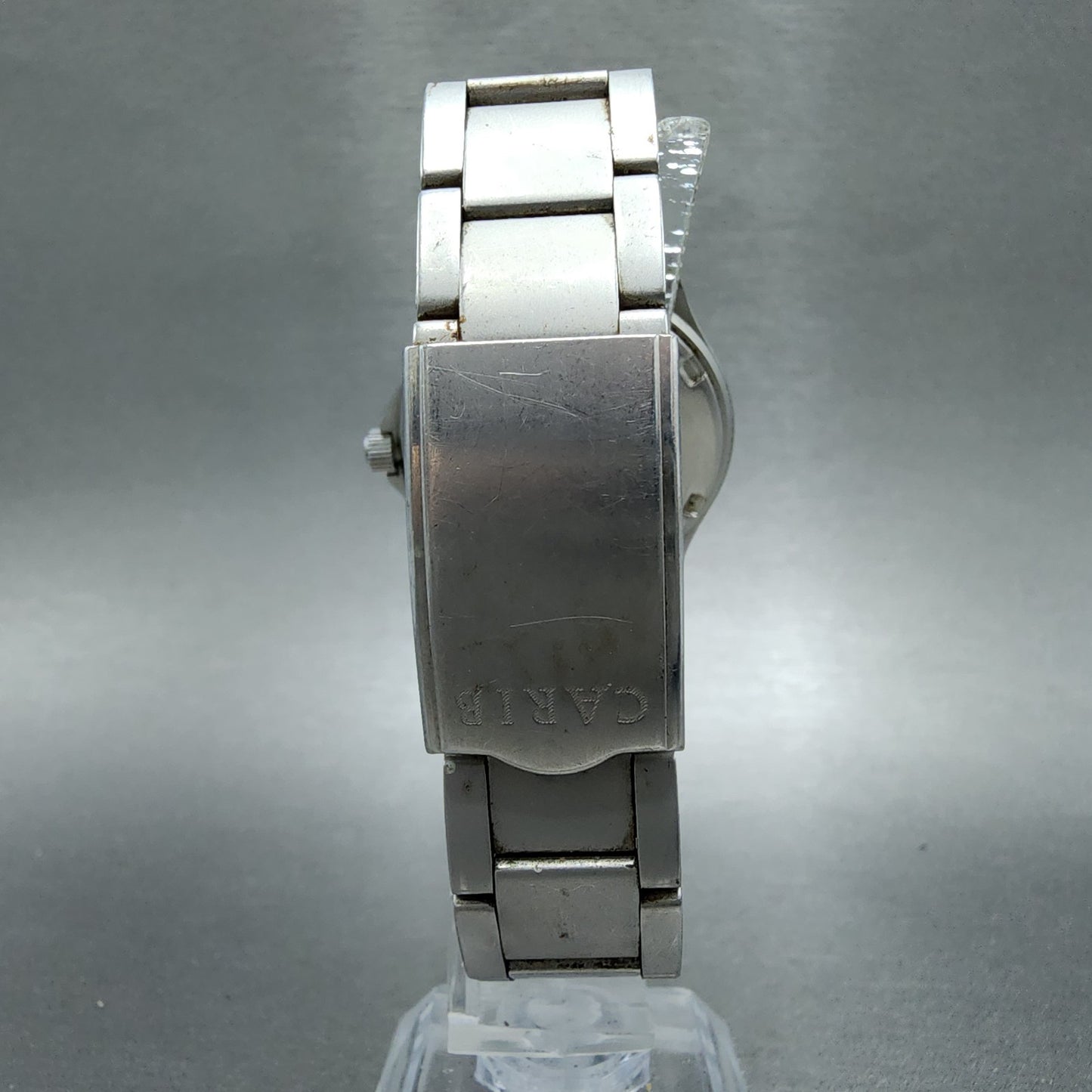 Seiko Alba Carib Watch Men 36mm Black Dial Silver Tone Daydate V743-8000 New Bat