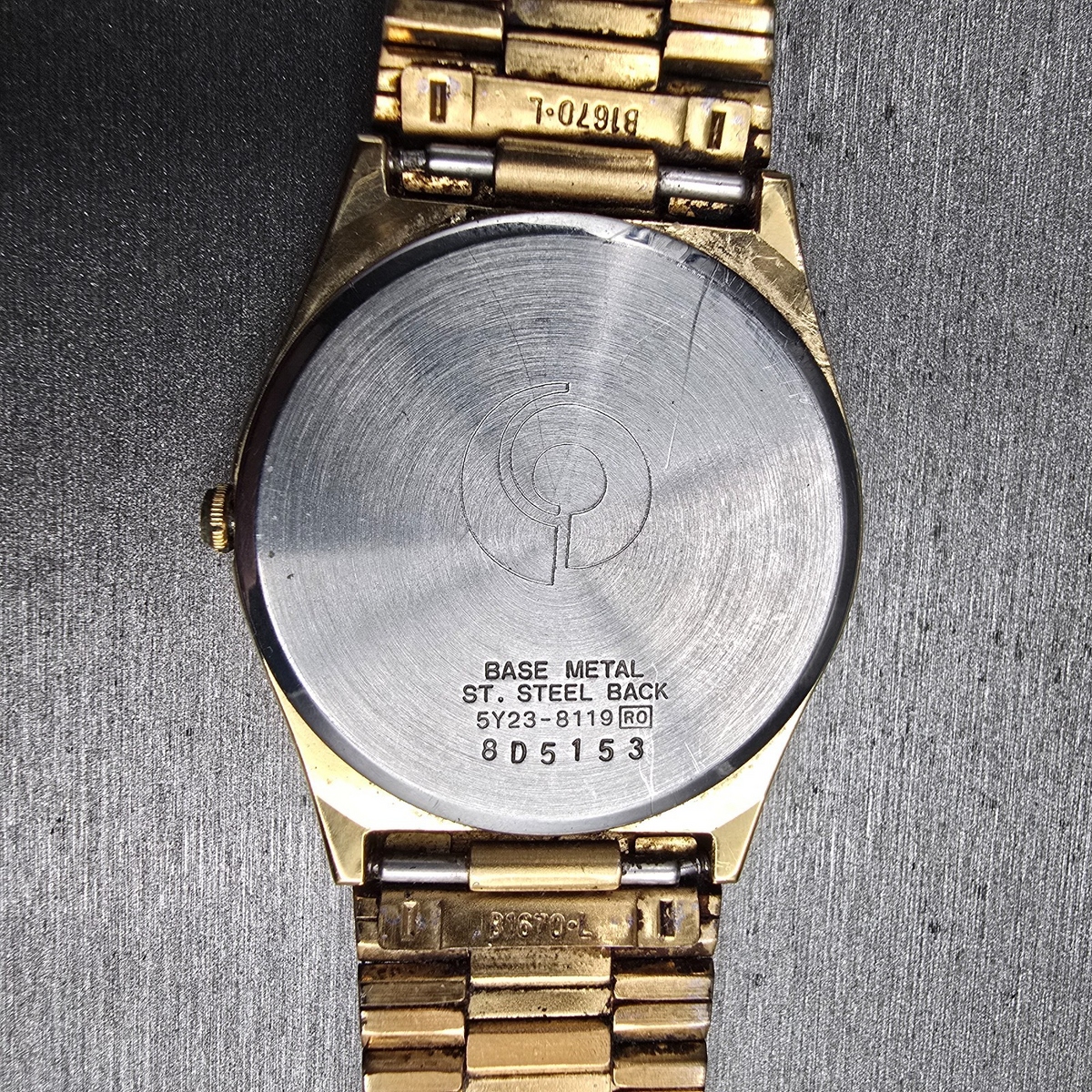 Seiko Watch Men 33mm Gold Dial Gold Daydate Round 5Y23-8119 New Battery VTG JDM10