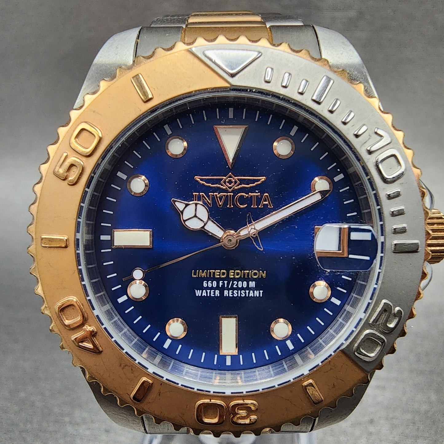 Invicta Pro Diver Watch Women 38mm Blue Dial Two Tone Date Round 16501 New Batt
