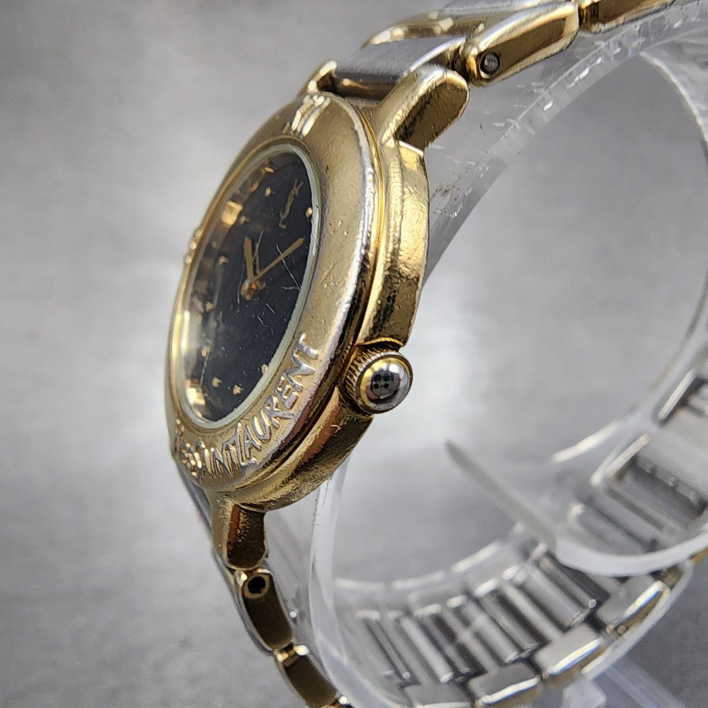Yves Saint Laurent Watch Women 24mm Black Dial Two Tone Round 2200-229789 PARTS