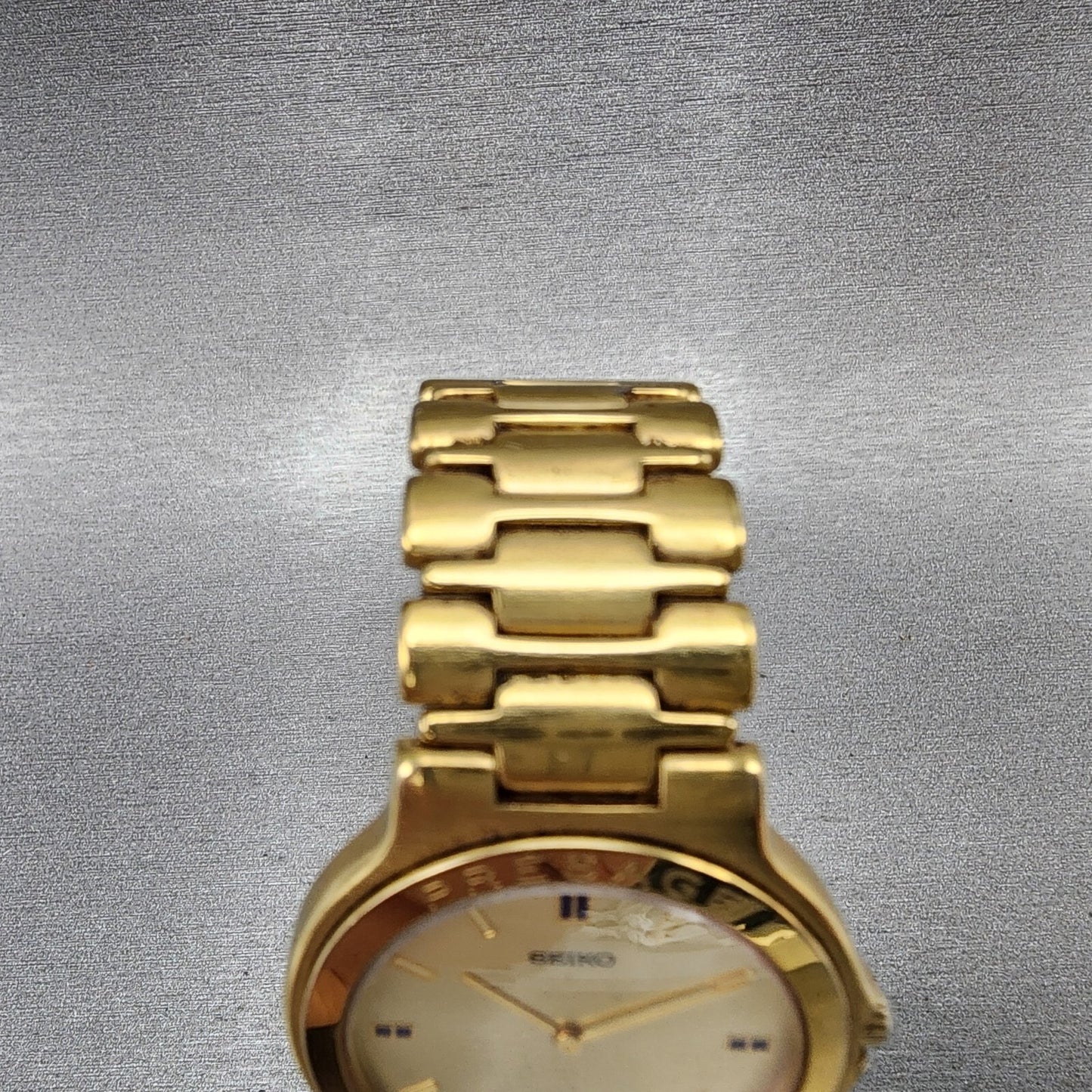 Seiko Presage Watch Men 33mm Champagne Dial Gold Tone Date Round New Battery
