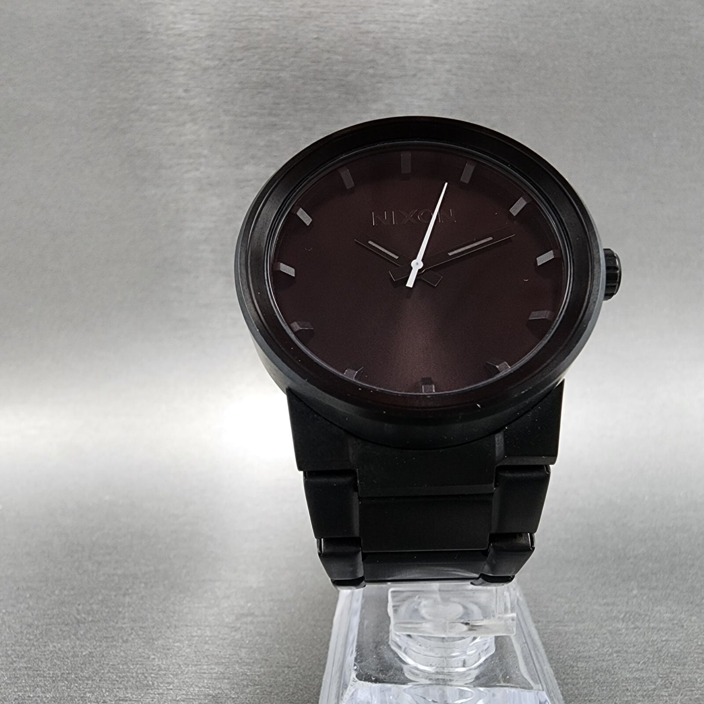Nixon Cannon Watch Men 40mm Black Dial Black Tone Round Bracelet new Battery
