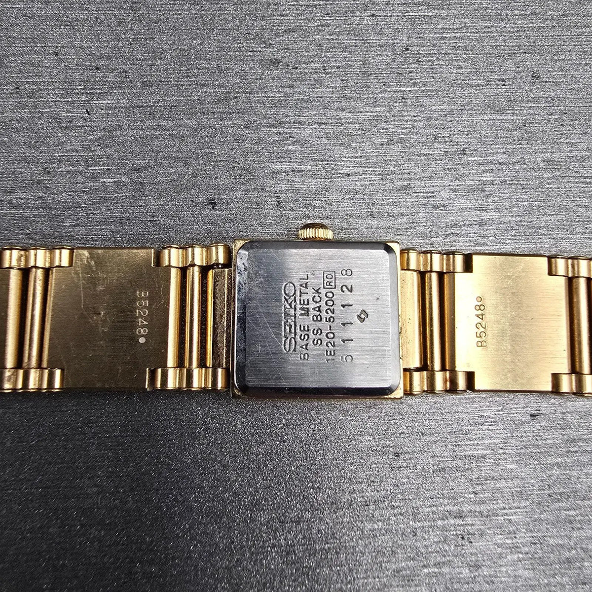 Seiko Watch Women 13mm Gold Dial Gold Tone Rectangle 1E20-5200 New Battery11