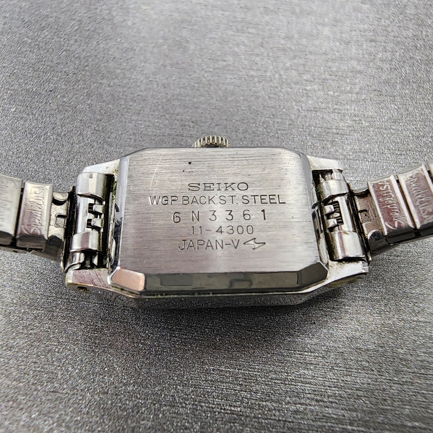 VTG Seiko Watch Women 15mm Blue Dial Silver Tone Manual Wind Rectangle Runs