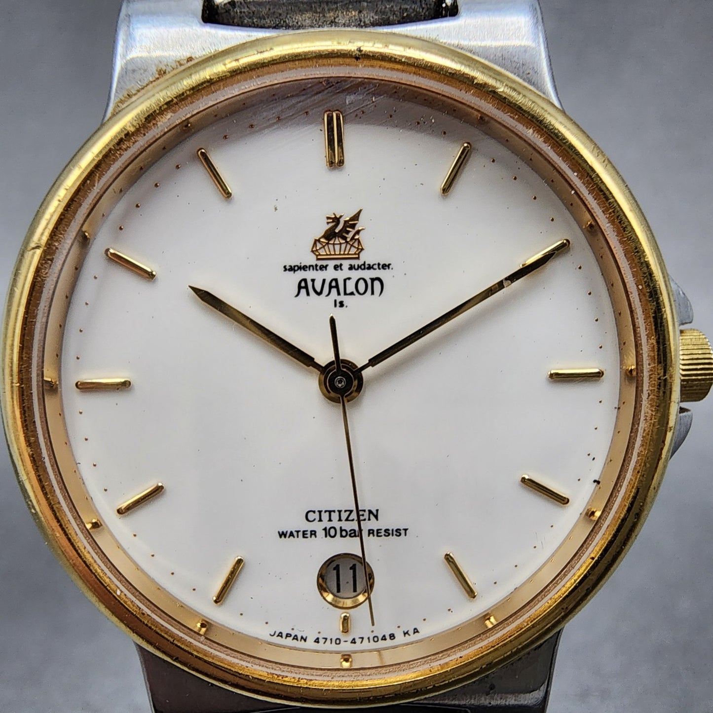 Citizen Avalon Watch Men 31mm White Dial Two Tone Date 4710-470192 New Battery