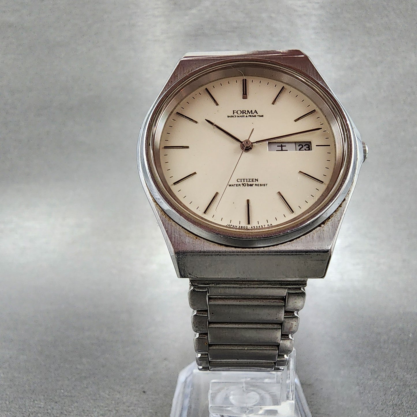 Citizen Forma Watch Men 35mm Cream Dial Steel Daydate Round 3800-451759 New Batt