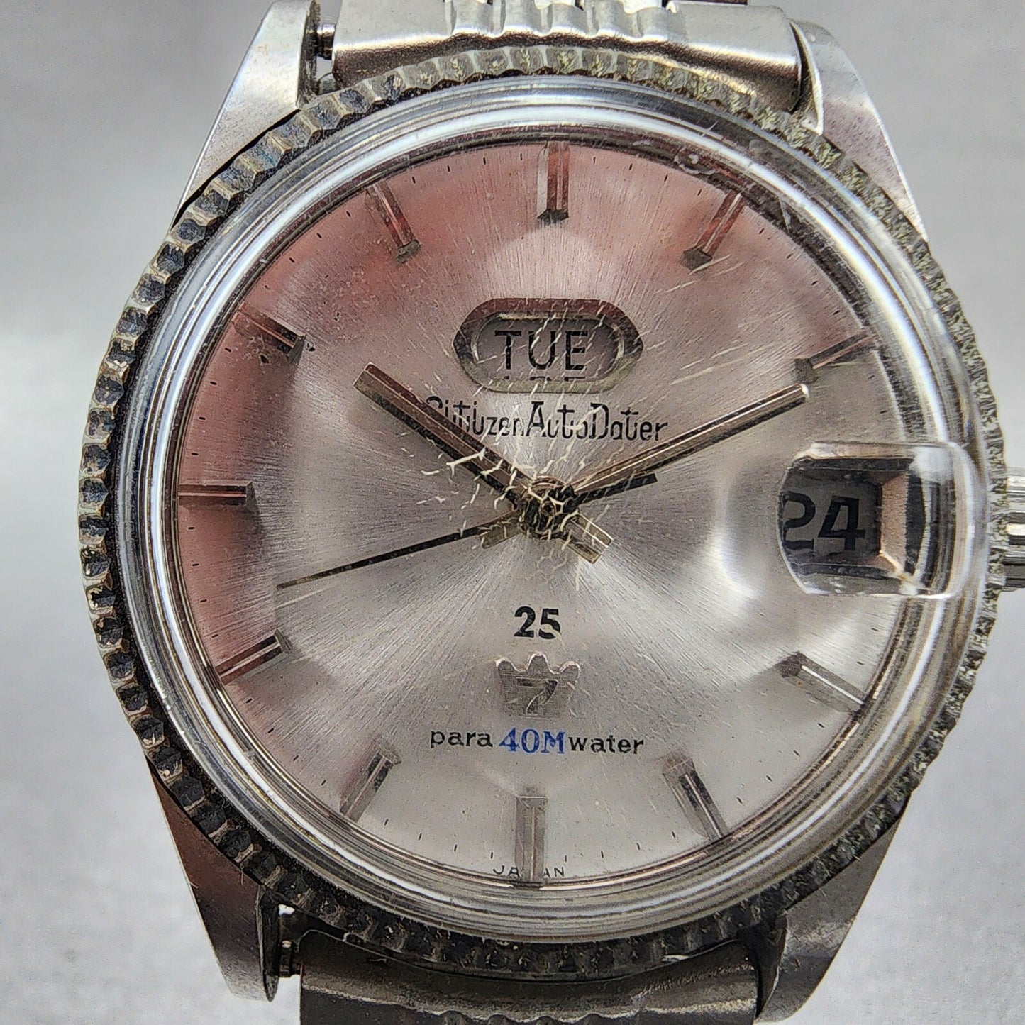 Citizen Auto Dater Watch Men 37mm Silver Dial Steel Daydate Round Automatic Run