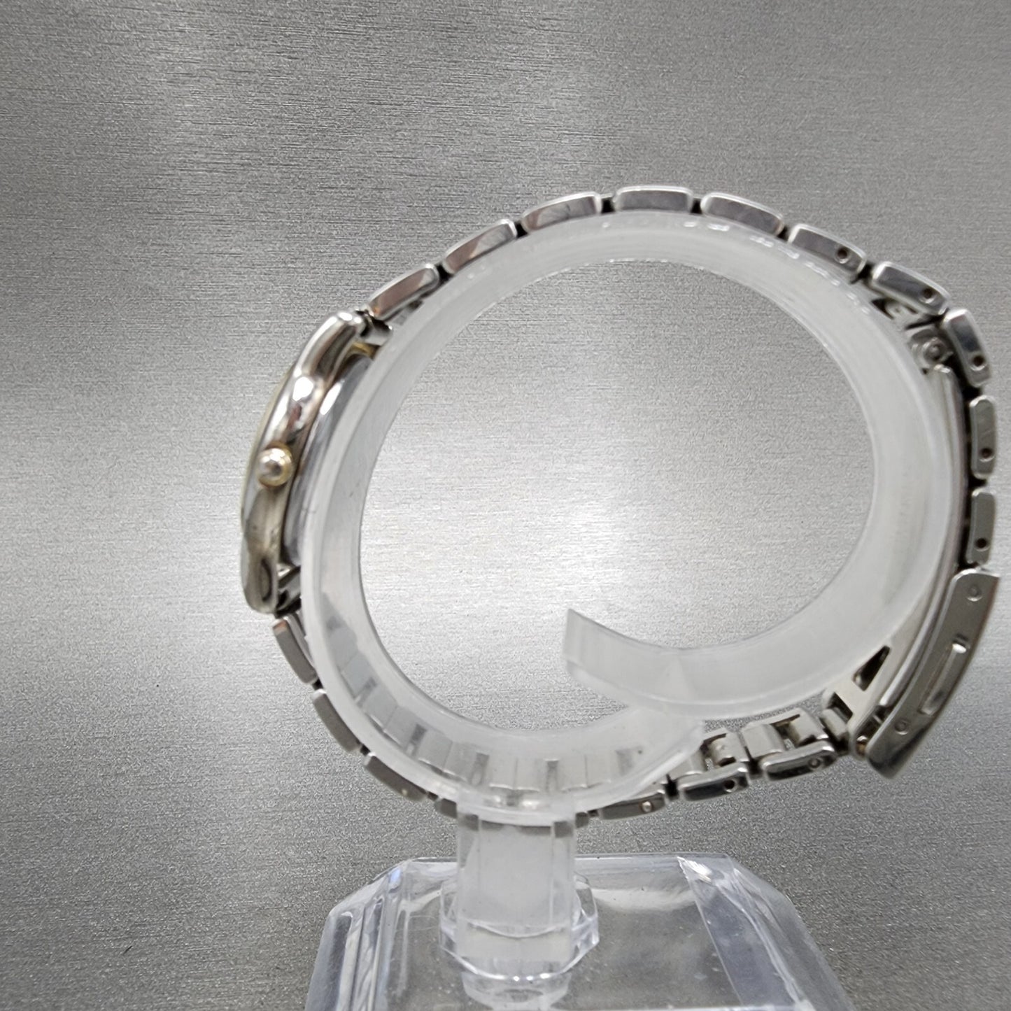 Seiko Lucent Watch Women 22mm White Dial Two Tone Round 1f21-0j80 New Battery