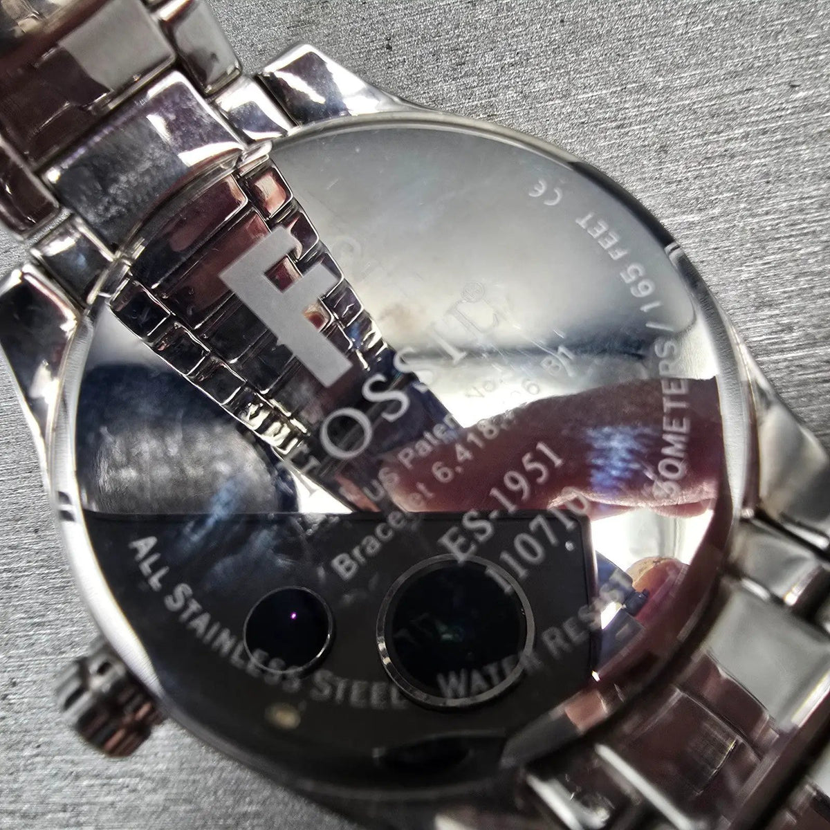 Fossil F2 Watch Women 40mm Black Dial Silver Tone Gemmed ES-1951 New Battery10