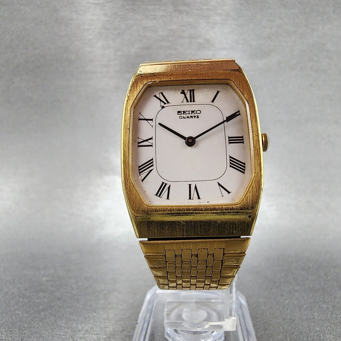 Seiko Tank Watch Men 26mm White Dial Gold Tone Rectangle 2620-5640 PARTS
