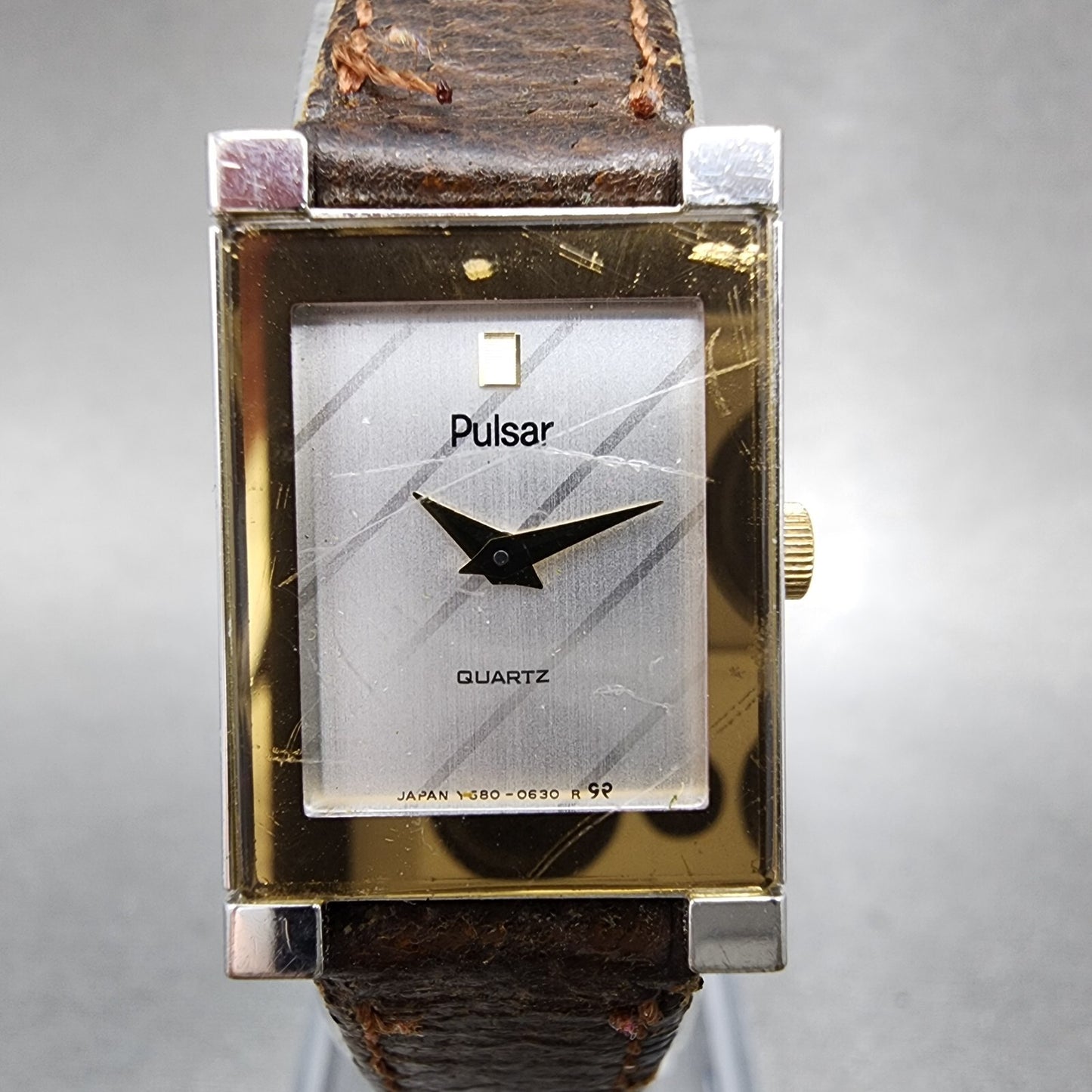VTG Pulsar Tank Watch Women 16mm Silver Dial Two Tone Rectangle Y580-5309 NewBat