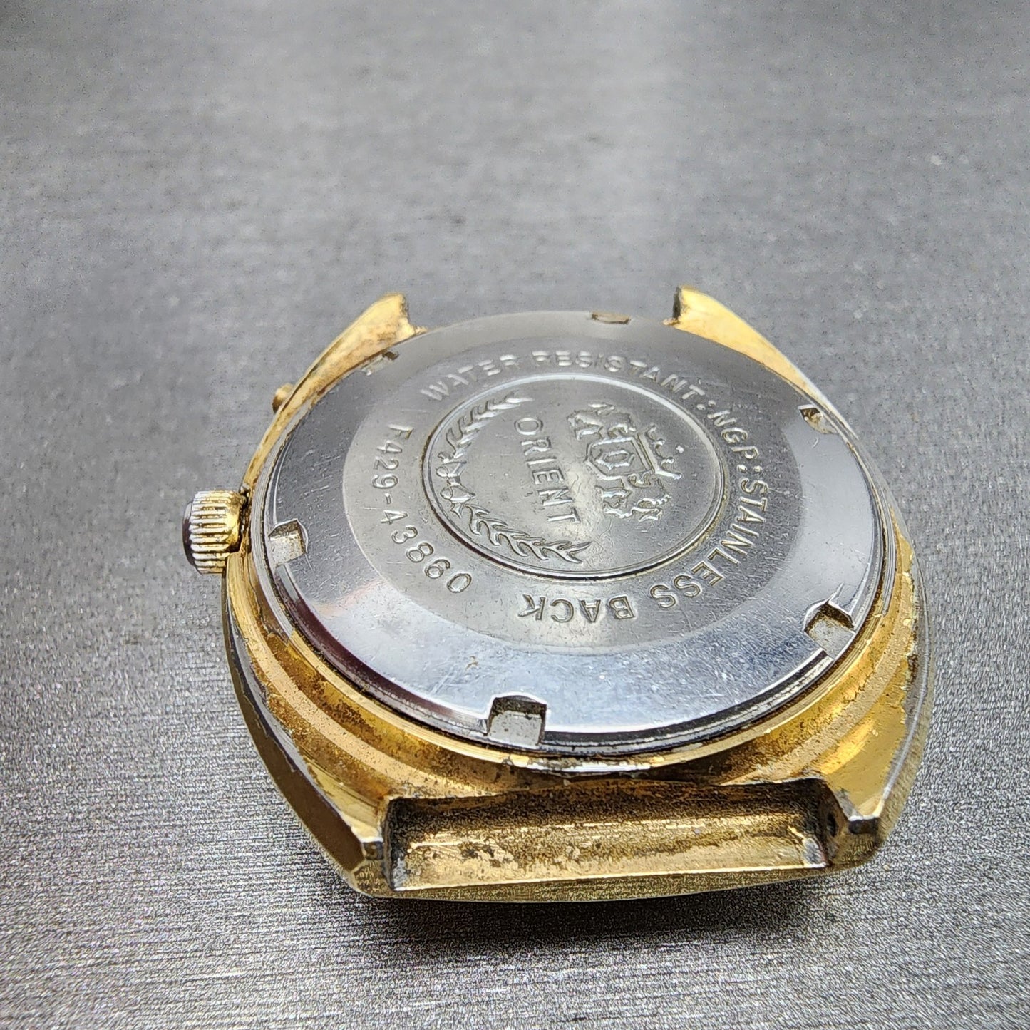 Orient ChronoAce Watch Men 36mm Brown Dial Gold Tone Daydate Automatic Runs10
