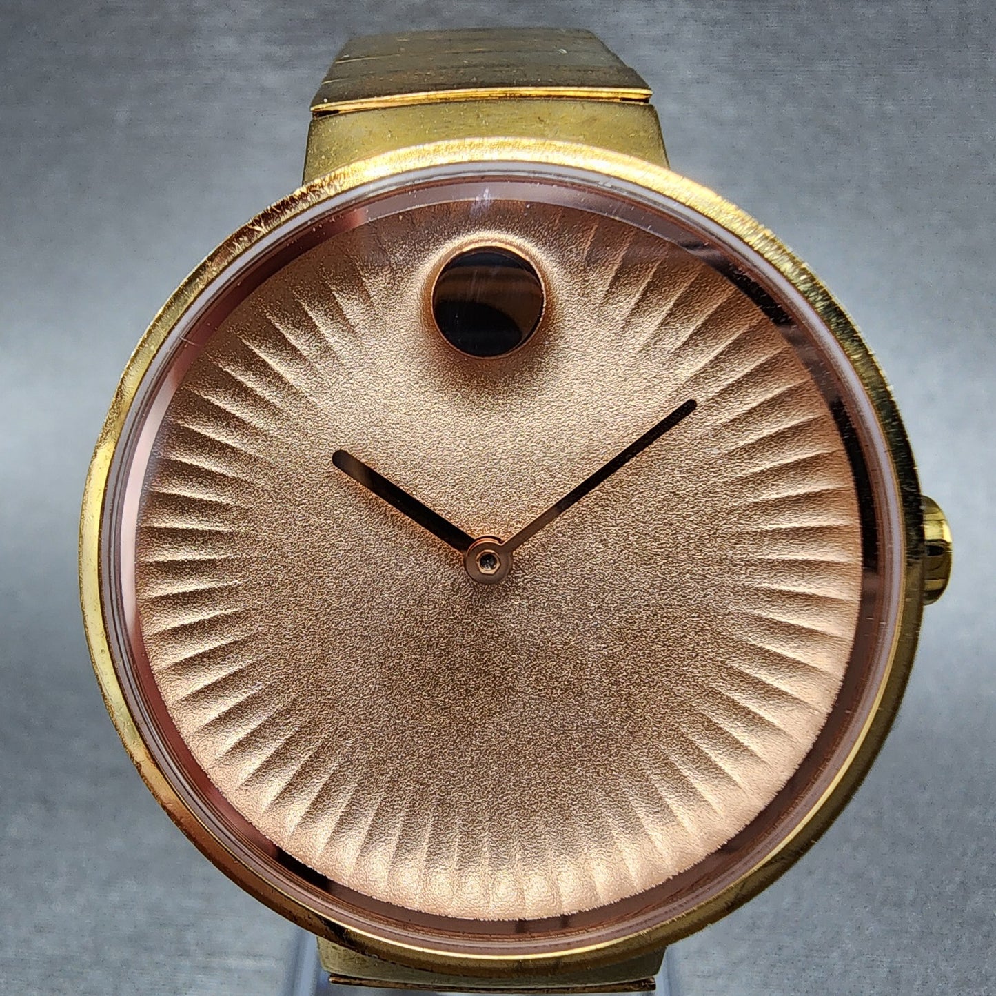 Movado EDGE Watch Women 34mm Pink Dial Rose Gold Tone Round New Battery