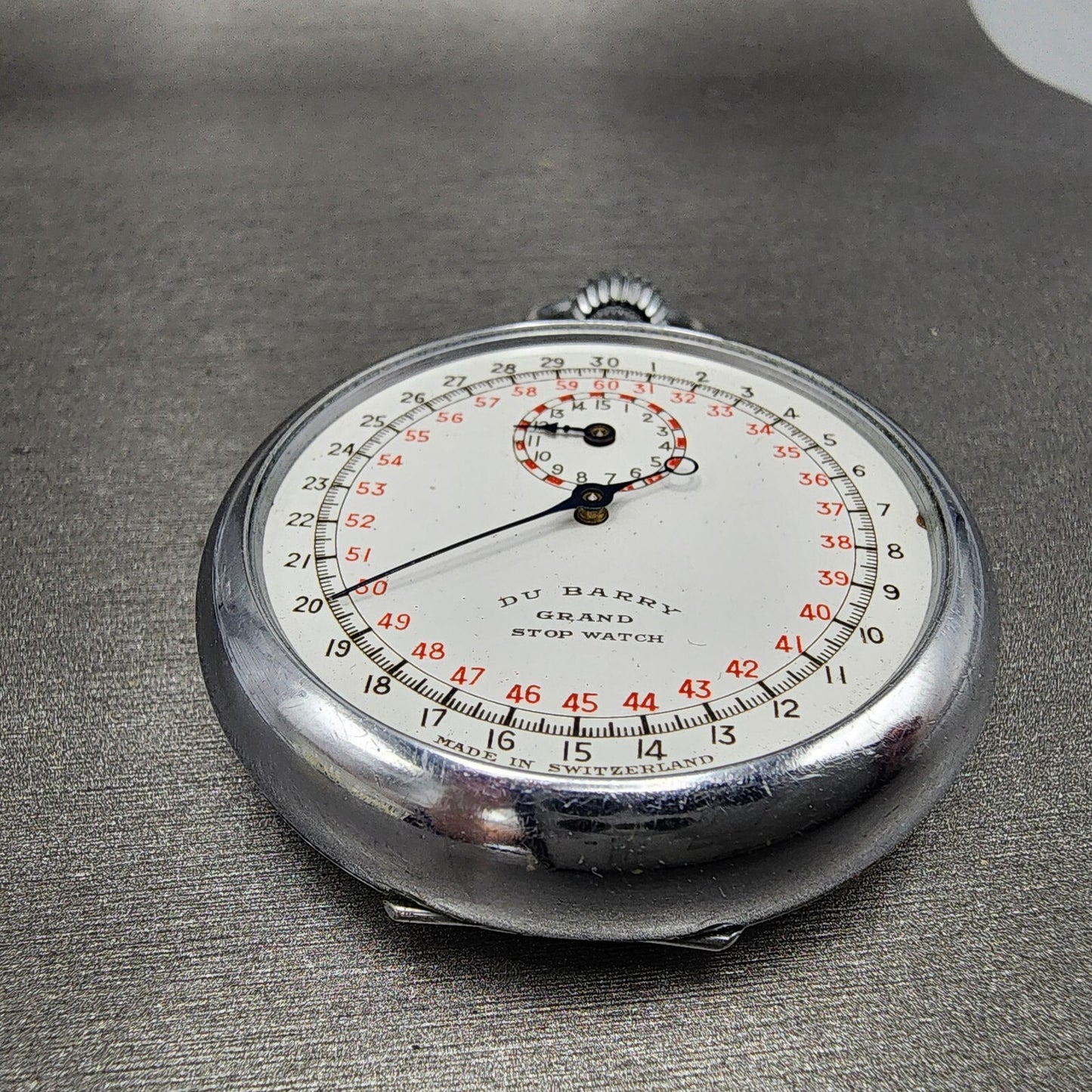 Du Barry Grand Stop Watch Sports Timer 49mm White Dial Silver Tone Manual PARTS