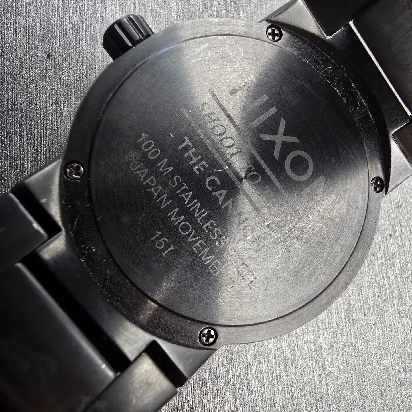 Nixon The Cannon Watch Men 40mm Red Dial Gray Tone Round New Battery10