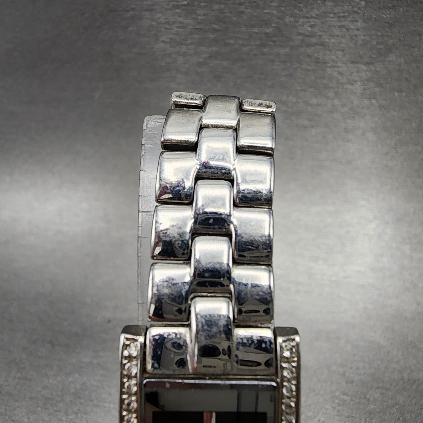 Bulova Tank Watch Women 18mm Black Dial Steel Crystals Rectangle New Battery