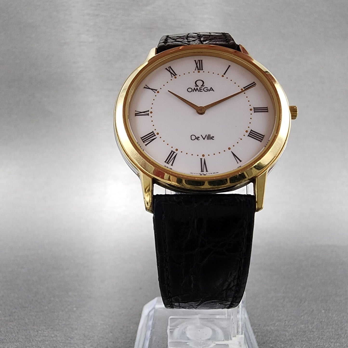 Omega De Ville Watch Men 32mm White Dial Two Tone Round 195.0048 New Battery